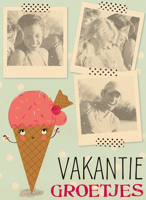 Houten Kaart Groetjes Uit | Houten Kaart Hallmark | Groetjes Uit | Ijsje Vakantiegroetjes