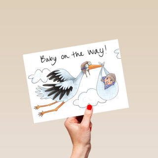 Babykaart Ooievaar met Baby on the way Matia Studio