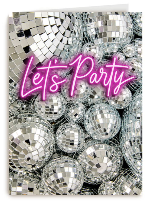 Verjaardagskaart discobollen lets party neon