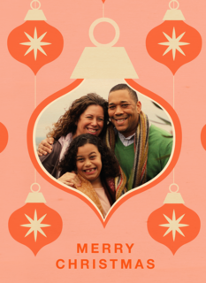 Roze rode kerstbal fotokaart