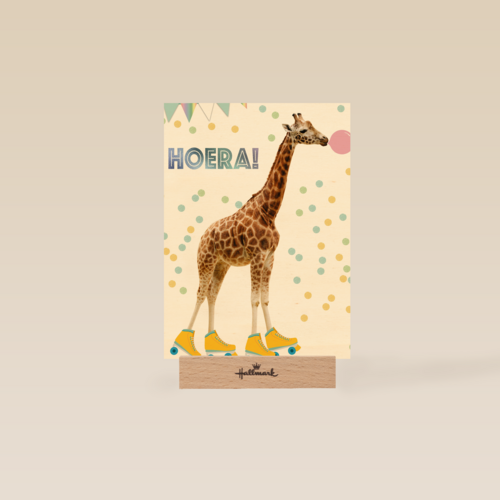hoera met deze giraffe met confetti
