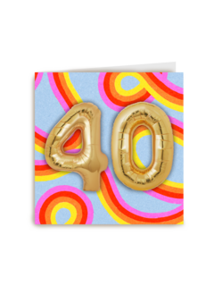 40 met ballonnen en kleurijke achtergrond