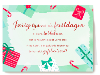 Kerstkaart speciale momenten Jarig tijdens de feestdagen