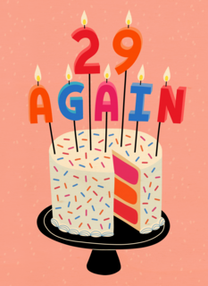 29 again op een verjaardagstaart