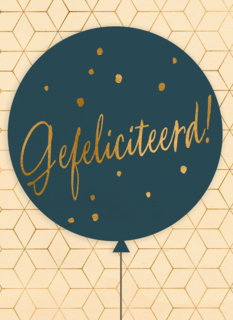 Verjaardagskaart man hip Ballon met gefeliciteerd