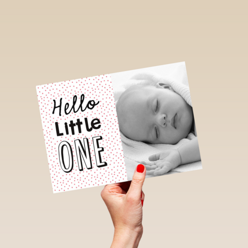 fotokaart hello little one roze