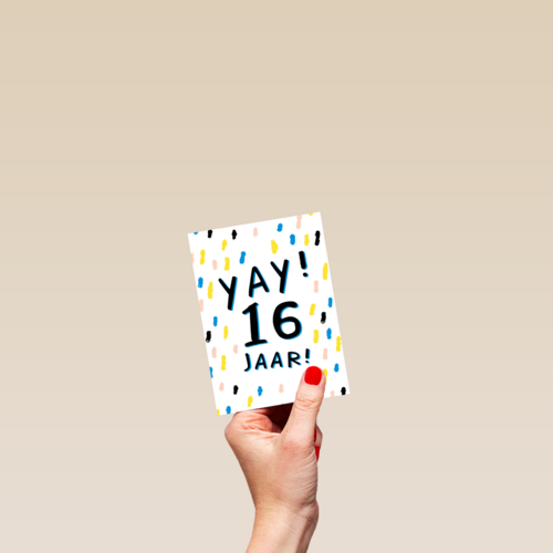 Verjaardagskaart yay 16 tiener jongen meisje