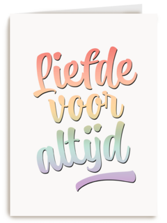 trouwkaart met liefde voor altijd in regenboog