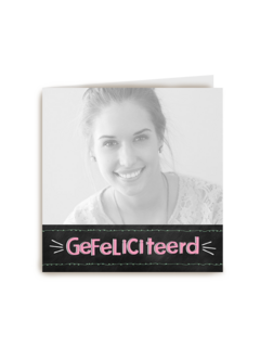 fotokaart gefeliciteerd zwart met roze