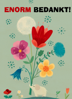 Bedanktkaart met bloemen illustratie