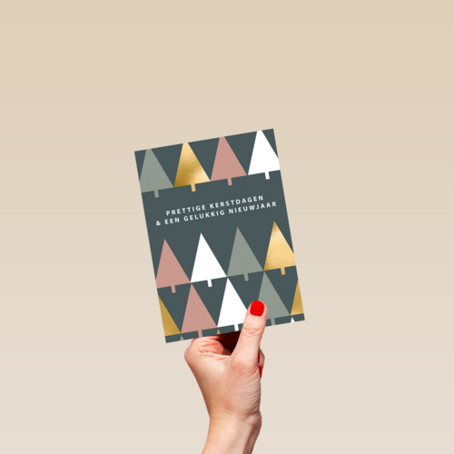 Kerstkaart zakelijk design kerstbomen