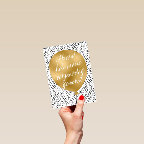 Verjaardagskaart man vrouw hip Gouden ballon