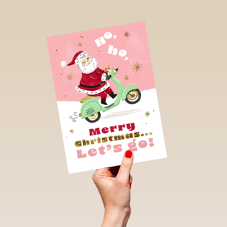 Kerstmis Kerstman Op Scooter
