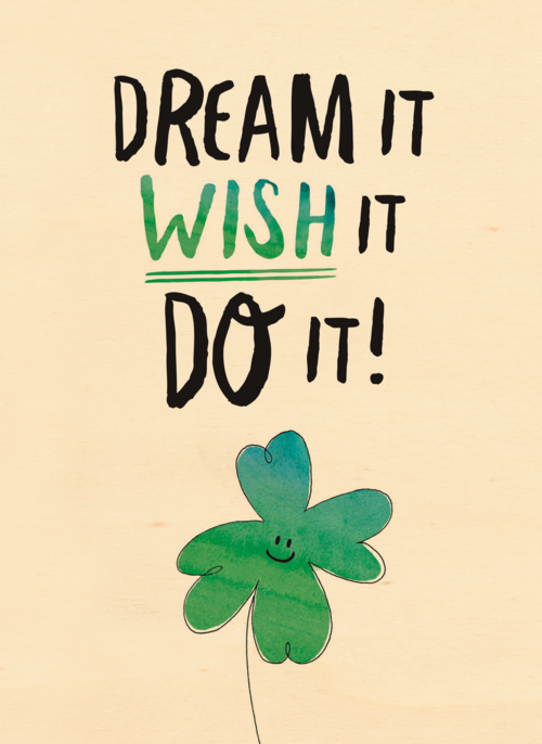 Houten Kaart | Groen Klavertje Vier Met Quote