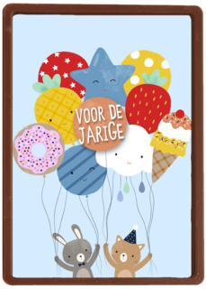 voor de jarige een grote tros ballonnen