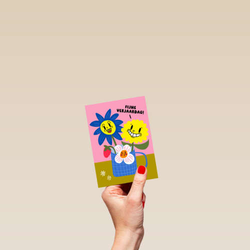 Fijne verjaardag bloemen mok