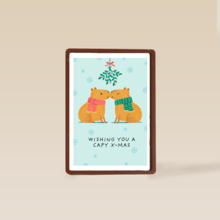 Kerstkaart capybara mistletoe