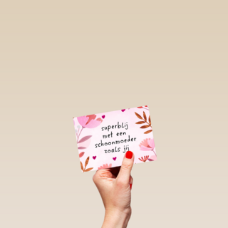 Moederdagkaart Roze Superblij met een schoonmoeder als jij