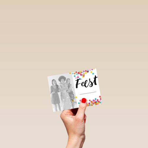 confetti feest fotokaart