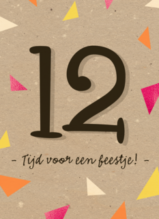 Verjaardagskaart meisje 12 vlaggetjes