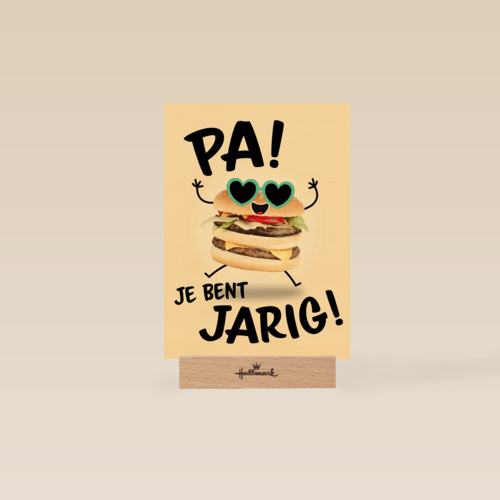 verjaardagskaart met hamburger voor pa