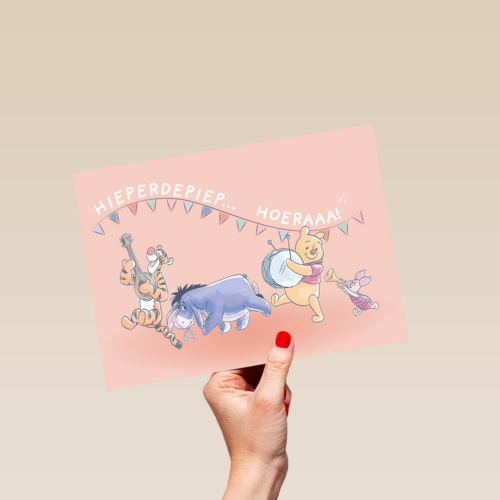 winnie de poeh hieperdepiep hoeraaa kaart