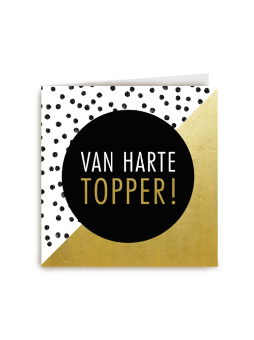 van harte topper met goud en stippen