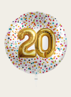 Ballon 20 jaar Confetti Goud 