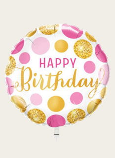 Ballon Happy Birthday Goud Roze