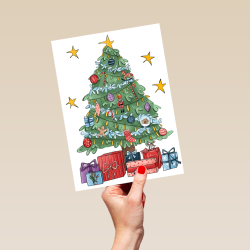kerstkaart hip kerstboom getekend matia studio