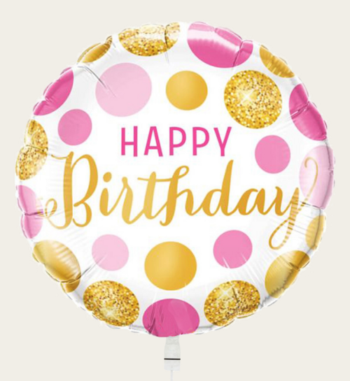 Ballon Happy Birthday Goud Roze