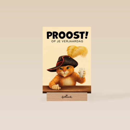 Puss in boots verjaardagskaart proost