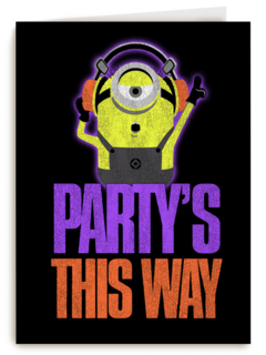 Verjaardagskaart Minion party is this way