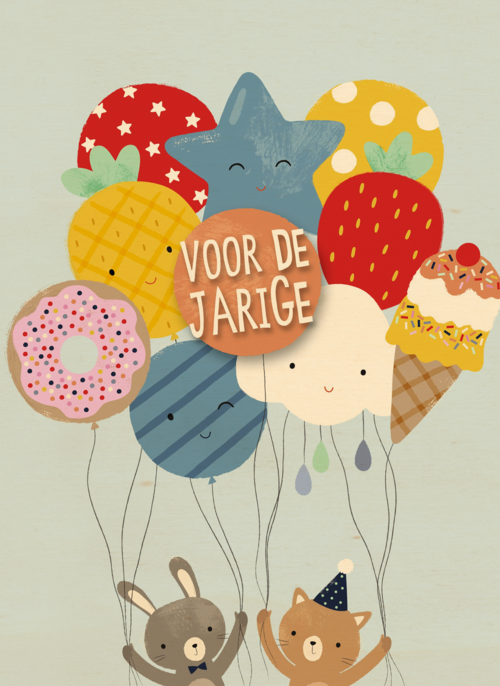 Houten Kaart Verjaardagskaarten | Voor De Jarige Een Grote Tros Ballonnen