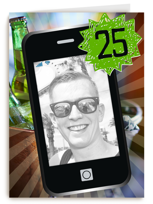 fotokaart telefoon 25 jaar geworden