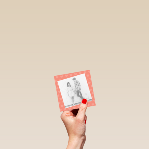 fotokaart vierkant blanco simpel hartjes achtergrond