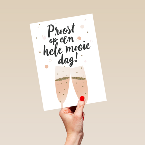 Trouwdagkaart Proost op een hele mooie dag