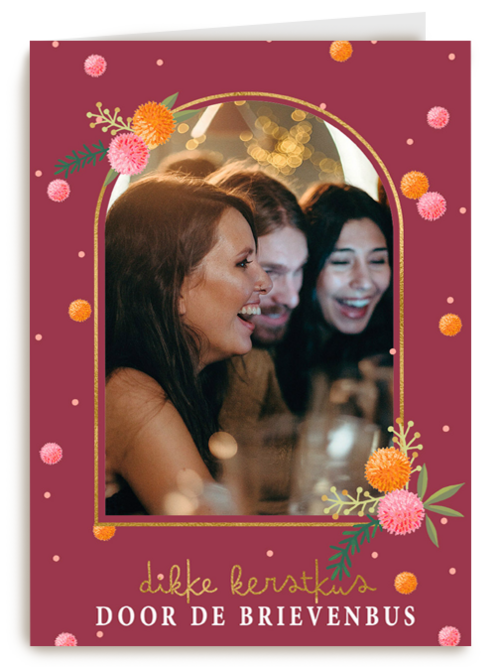 Kerstkaart bourdeaux met fotokader