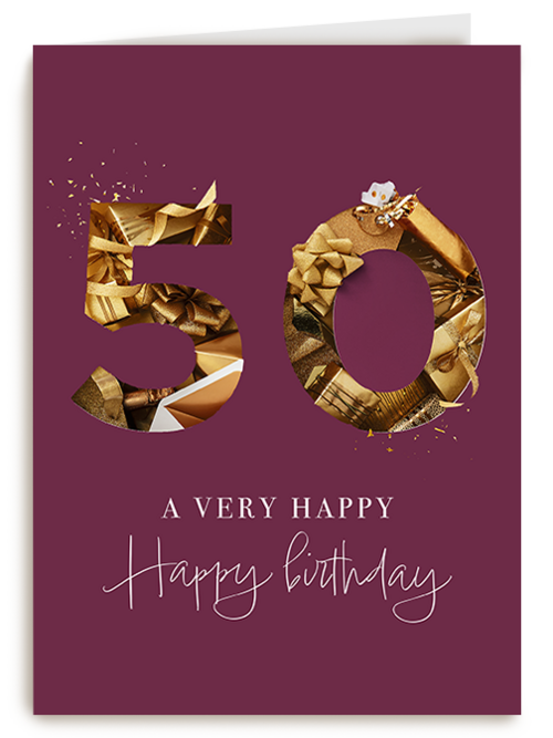 Kaart Hallmark | Kaart Met Leeftijden | Verjaardagskaart 50 Goud Cadeau