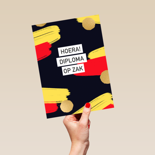 hoera diploma op zak met belgische vlag