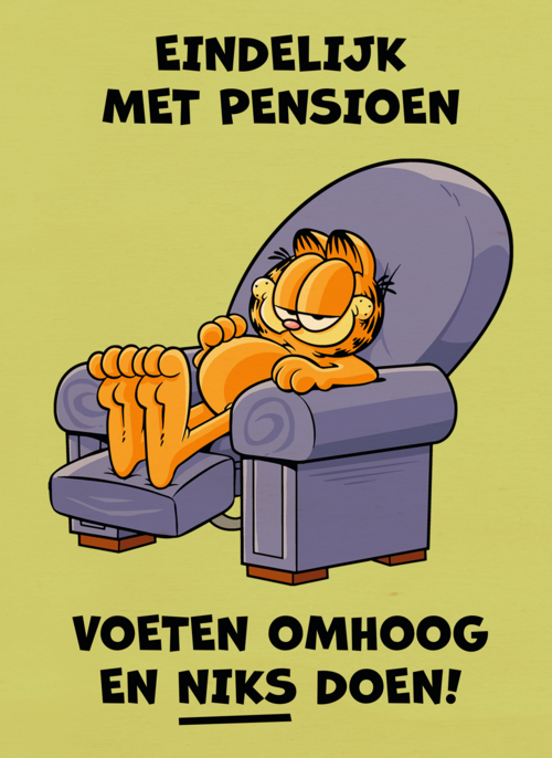 Houten Kaart Pensioen | Houten Kaart Hallmark | Pensioen | Garfield Met Pensioen