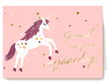 verjaardag kaart stijlvol unicorn