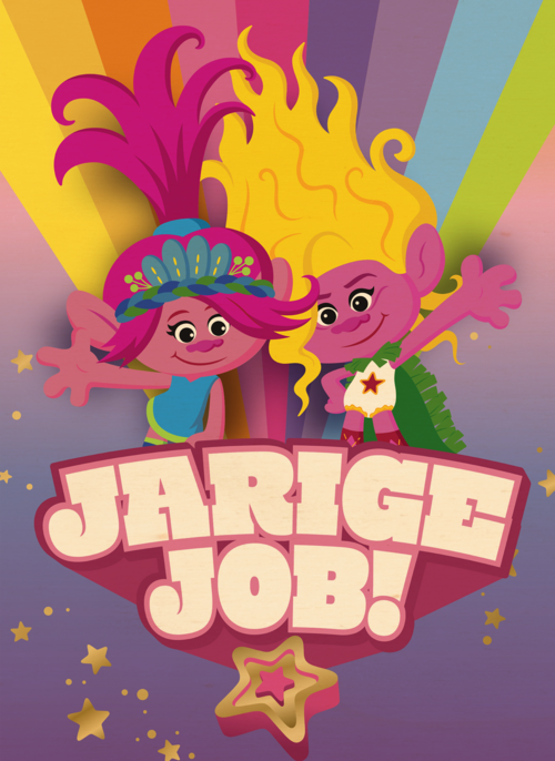 Verjaardagskaart Trolls jarige job