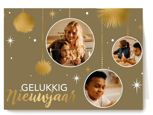 Kaart Hallmark | Nieuwjaar | Nieuwjaar Fotokaart 3 Ronde Kaders