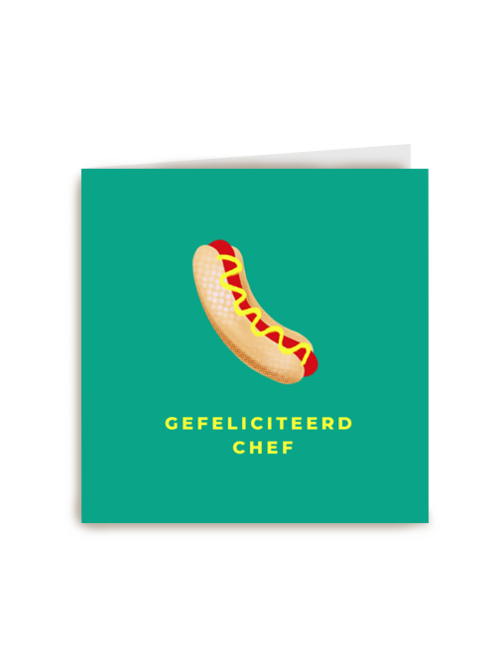 gefeliciteerd chef met hot dog