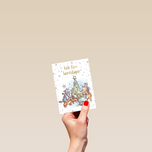 Kerstkaart Winnie de Poeh fijne kerstdagen