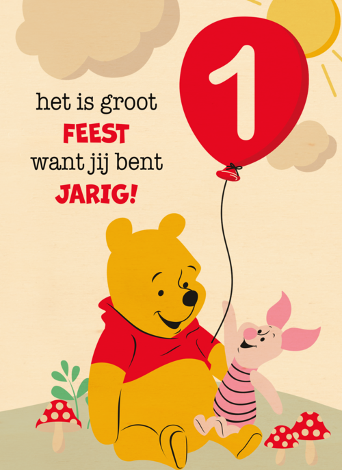 Verjaardagskaart Poeh 1 jaar