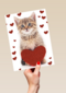 valentijnskaart klassiek poes met hart
