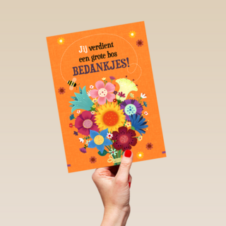 Bedankt kaart een grote bos bedankjes