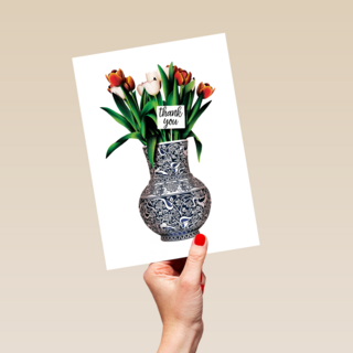 bedankt kaart folio vaas met bloemen thank you